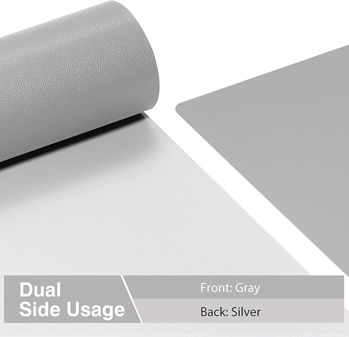TOWWI Dual Sided Desk Pad, Large Desk Mat, Waterproof Desk Blotter Protector Mouse Pad, Leather Desk Pad Large for Keyboard and Mouse (24" x 14", Gray/Sliver)