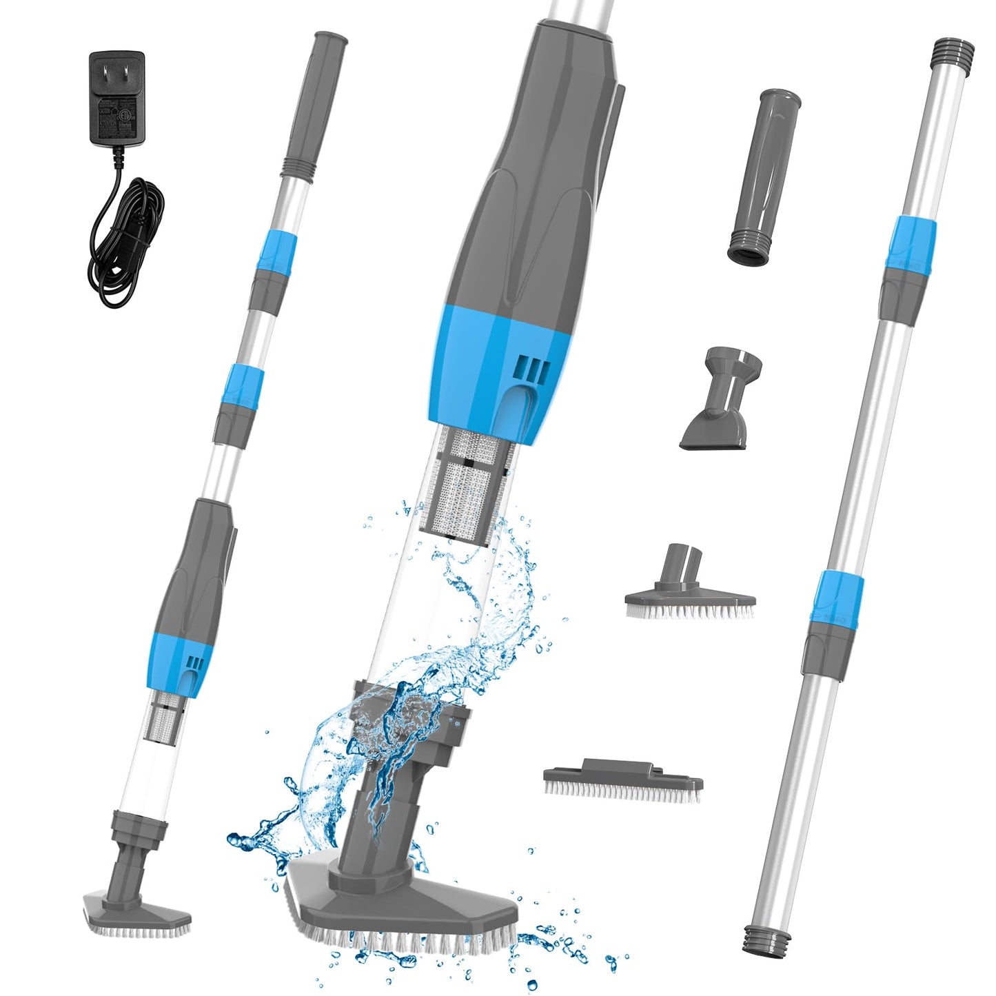 4 in 1 Cordless Rechargeable Small Pool Vacuum spa hot tub 90 Mins Running Time, 12 Gallons/Min Powerful Suction
