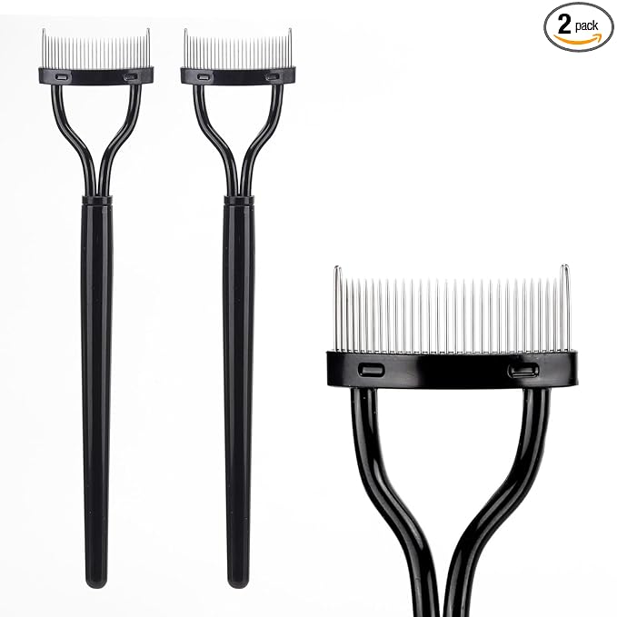 2 Pcs Eyelash Separator Tool Mascara Brushes Eyelash Comb Separator Definer Lash Comb for Combing, Separating Lashes - Black