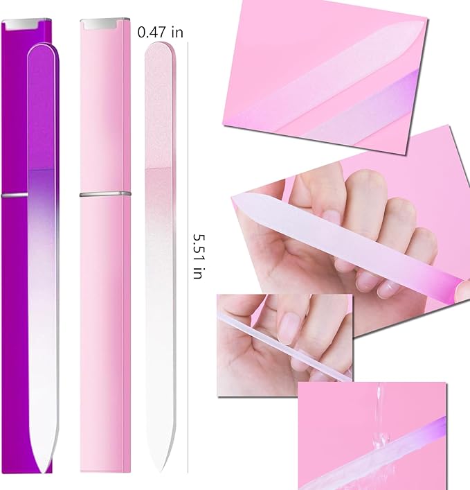 5Pcs Glass Nail Polisher Files Set for Natural Nails 2 Pack Professional Nail Files Double Sided Nail Buffer 3 Pack Nano Glass Nail Crystal Fingernail Polishers File for Manicure Salon or Home