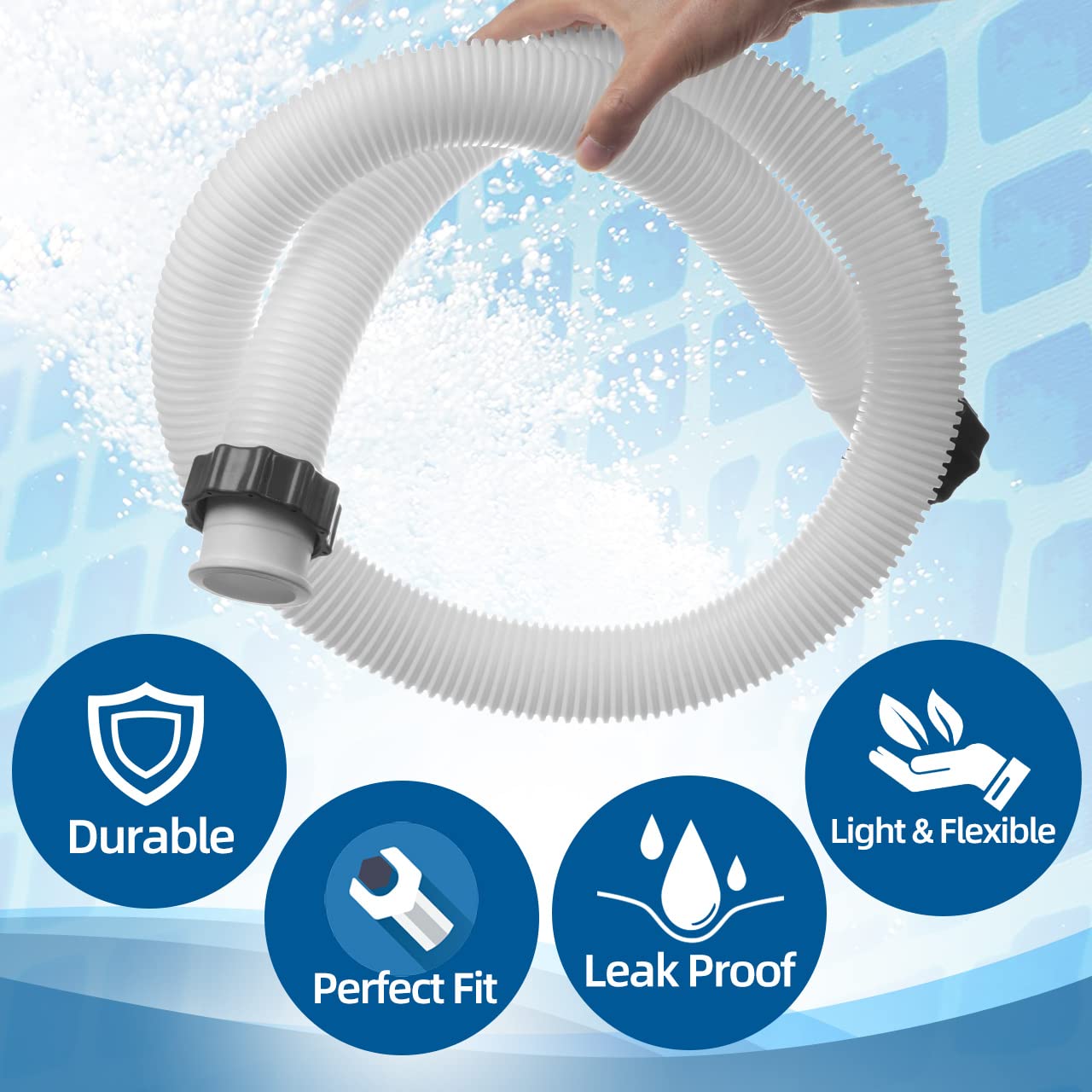 1.5" Diameter 29060E Pool Pump Replacement Hose for Intex Filter Pumps Sand Pump & Saltwater Systems - 59" Long(1 Pack)