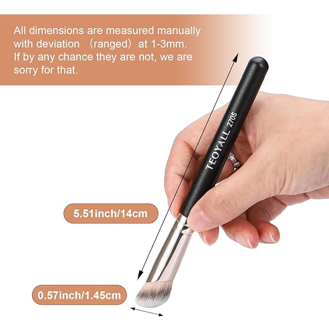 TEOYALL Under Eye Concealer Brush, Angled Contour Brush Synthetic Kabuki Brush for Concealing Blending Setting Buffing with Liquid, Cream and Powder Cosmetic (270S)