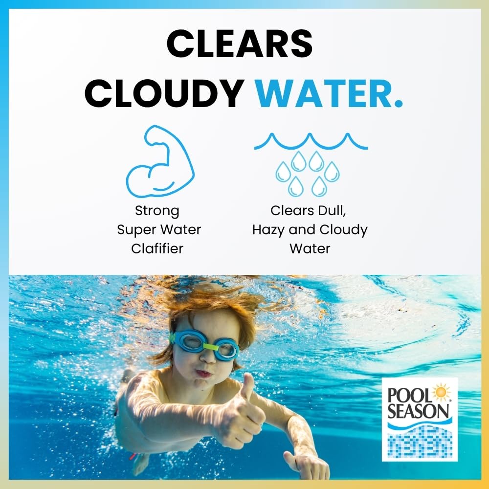 Super Water Clarifier for Cloudy Pool Water, Pollen, Dust & Spring Pool Opening - Highly Concentrated, Enhances Filtration, Crystal Clear Results, 1 Quart