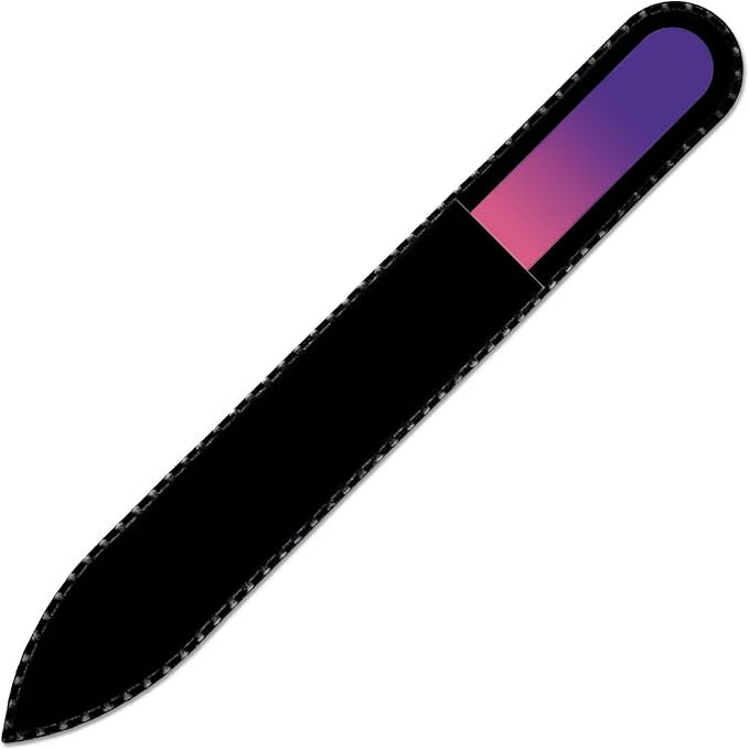 Mont Bleu Rainbow Crystal Nail File in Black Pouch - Czech Tempered Glass - Handmade in Bohemia (Czech Republic)