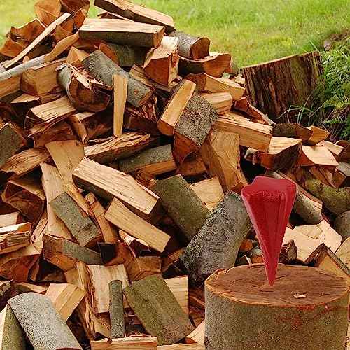 4lbs Diamond Wood Splitting Wedge - 4-Direction Steel Splitter for Wood, 2 PCS, Red