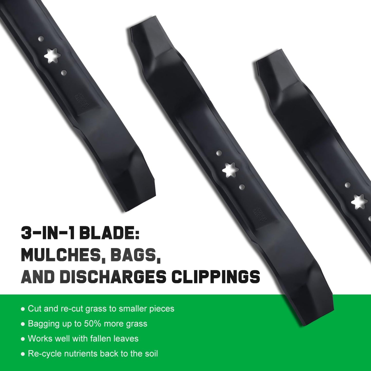 Grasscool 942-0616A Mulching Blades with 6 Star Mounting Pattern for Cub Cadet 42 inch Zero Turn Lawn Tractor MTD Troy Bilt Bronco Pony 42" Deck Mower Replace 742-0616A 742-0616 942-0616