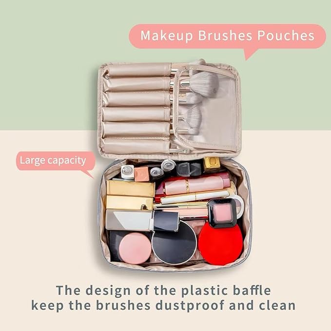 Travel Makeup Bag Cosmetic Bag Makeup Bag Toiletry bag for women and men (Grey)