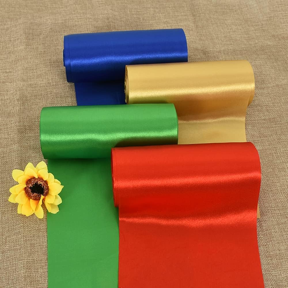 TONIFUL 6 inch x 22yd Wide Red Satin Ribbon Solid Fabric Large Ribbon for Grand Opening Cutting Ceremony Wedding Birthday Party Decoration Gift Craft Chair Sash Table Car Bows Indoor or Outdoor
