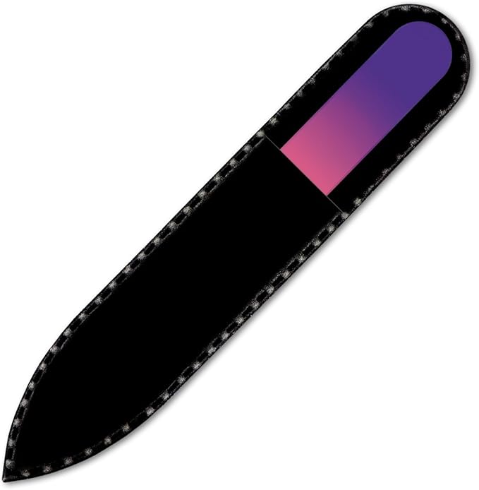 Mont Bleu Rainbow Crystal Nail File in Black Pouch - Small/Purse Size - Czech Tempered Glass - Handmade in Bohemia (Czech Republic)