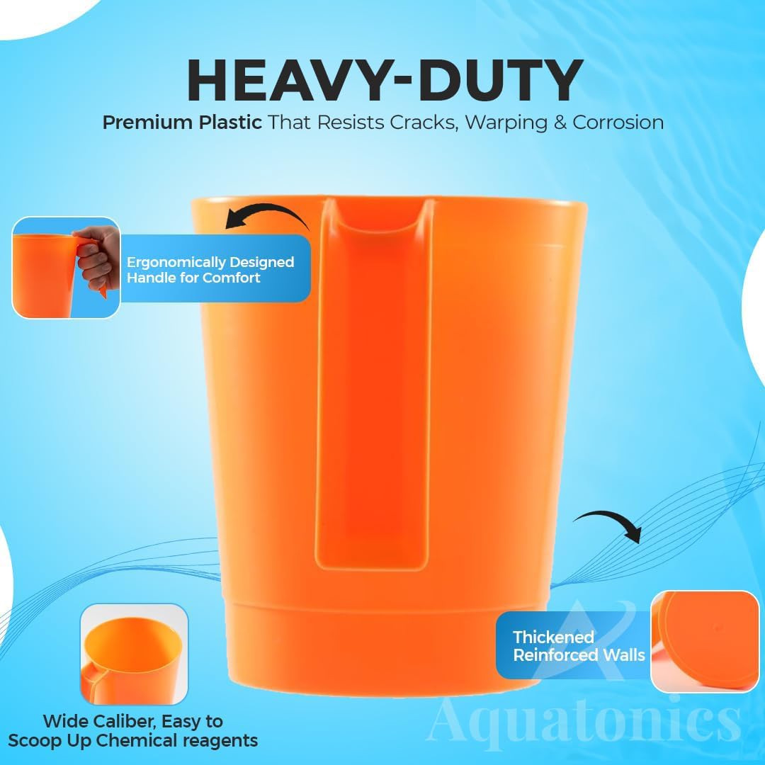 Heavy Duty Pool DE Filter Scoop –1 lb Measuring Cup for Pool Chemicals, Diatomaceous Earth Powder, Soda Ash, Stabilizer, Conditioner –Durable Plastic with EZ Grip Handle for Swimming Pool Maintenance