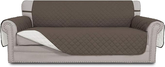 Easy-Going Reversible Couch Cover for 3 Cushion Couch Sofa Cover for Dogs Water Resistant Furniture Protector Cover with Foam Sticks Elastic Straps for Pet Cat (Sofa, Taupe/Ivory)
