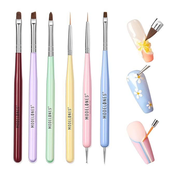 Modelones Nail Art Brushes Set, Nail Brush kit Gel Polish, Extension Gel, Liner, Clean up, Carving, Apex Building, Dotting Pens Professional Tools for Drawing Painting 3D Design Salon & DIY Use
