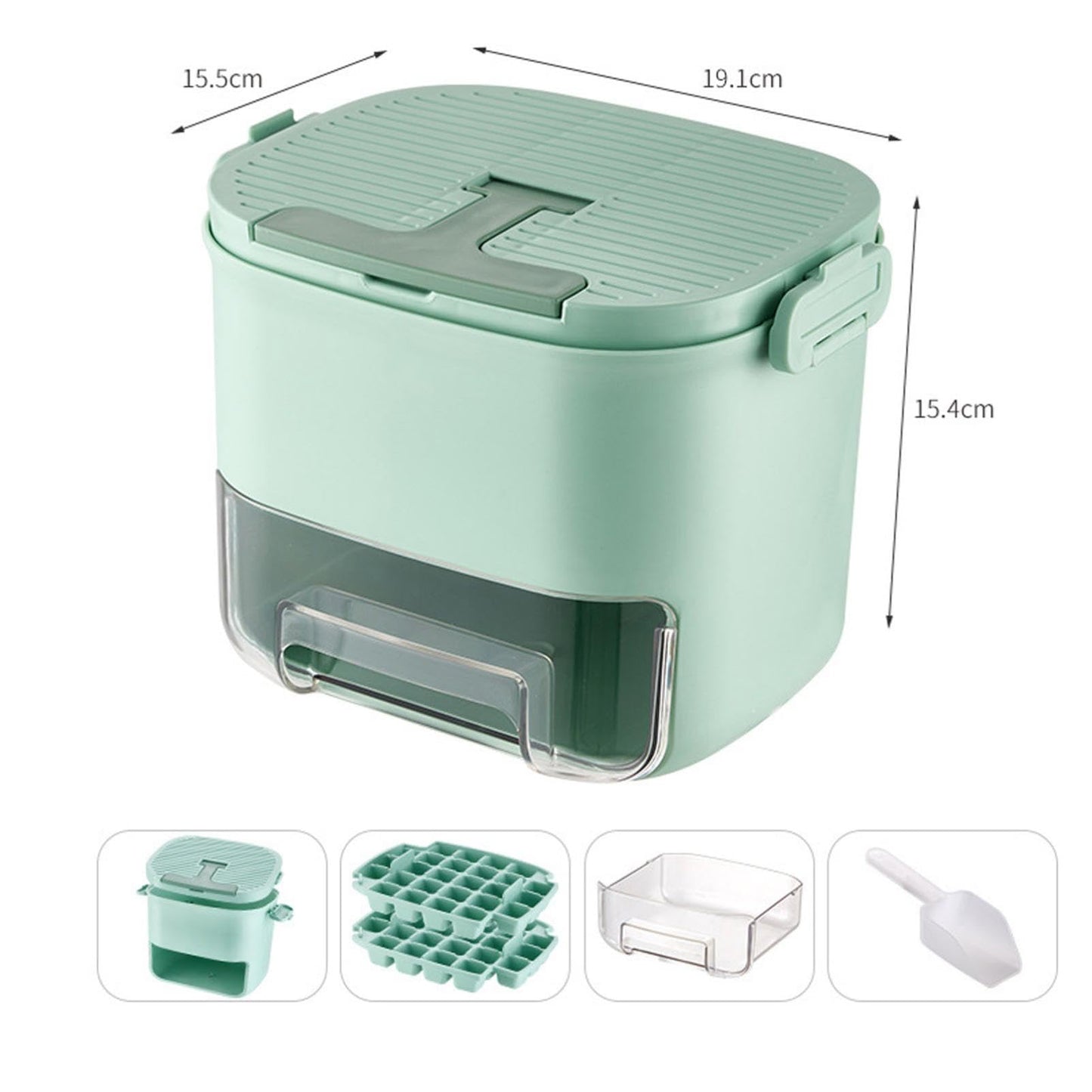Portable ice Maker for Freezer,countertop ice Maker Machine with Handle,48 Grid ice Making Box for Household,one-Touch Operation ice Cube Mold Plastic ice Bucket for Home Office Outdoor (Green)