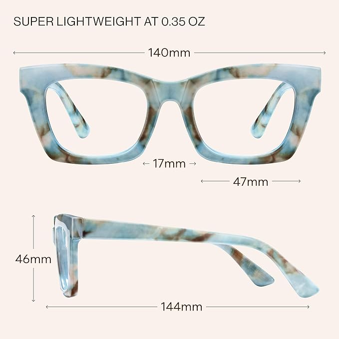 CCVOO 2.5 Oprah Style Reading Glasses for Women, Stylish Eyeglasses, Blue Light Readers for Women, Cheaters, (A8 Glow Theory)