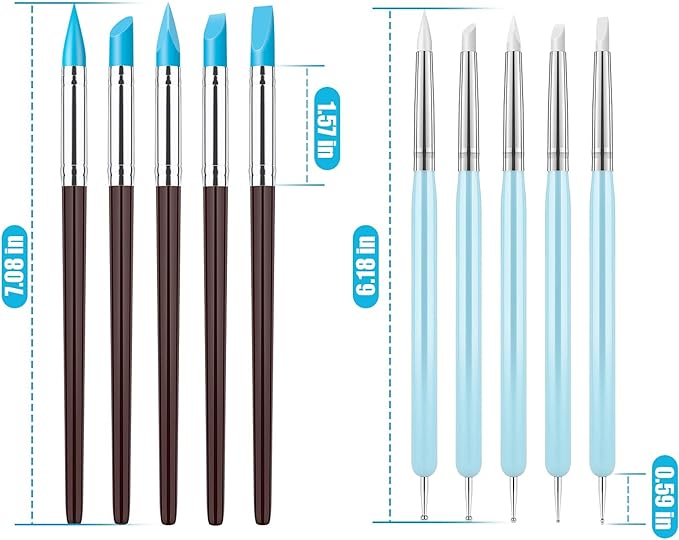 10Pcs Silicone Clay Sculpting Tool, Modeling Dotting Tool & Pottery Craft use for DIY Handicraft, Silicone Brush, Sculpture Pottery, Nail Art