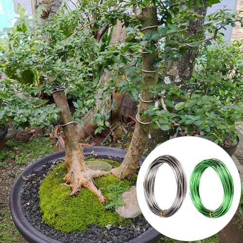 QWORK Bonsai Training Wire with Wire Cutter - 5 Rolls, Total 164 Feet Aluminum Wire 1/1.5/2.0 mm