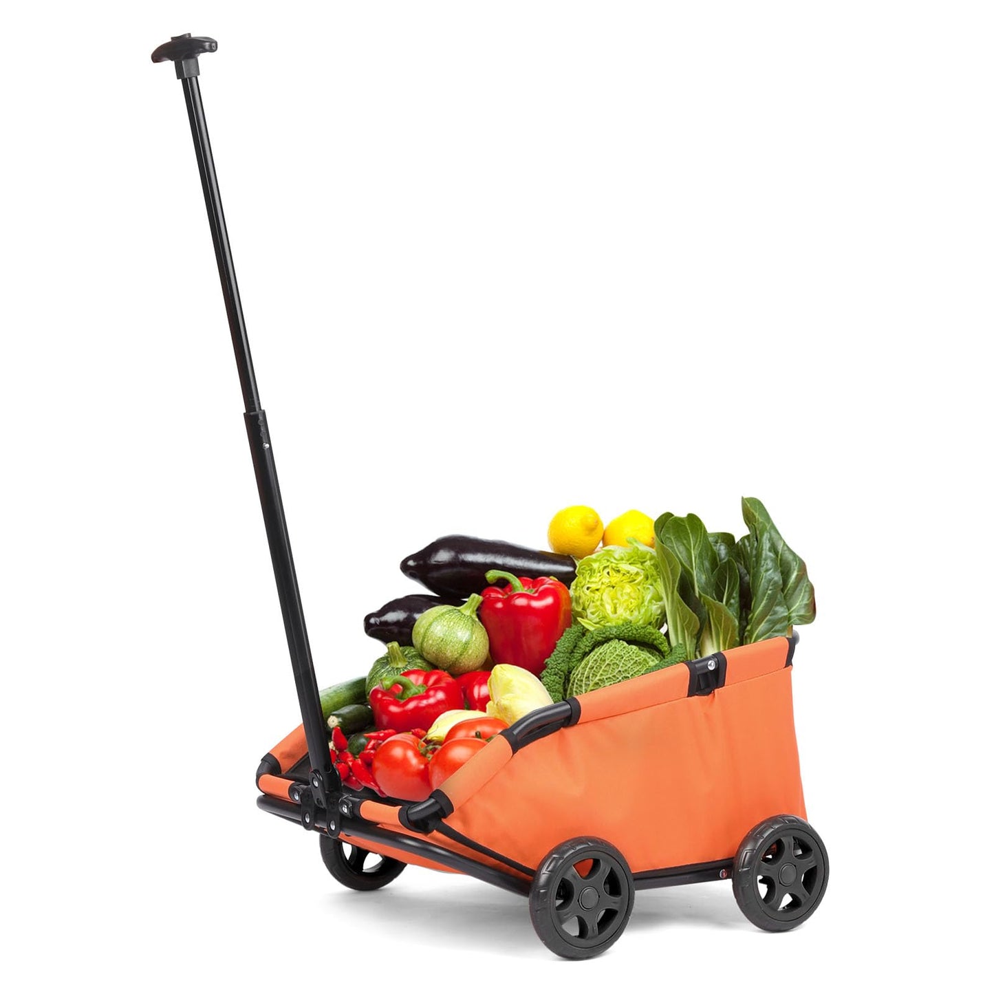 Foldable Pet Wagon with Handle, Pink and Black, Rolling Dog Stroller Cart (Orange)