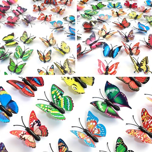 3D Butterfly Wall Decor 500 PCS, 5 Styles Butterfly Wall Decals Removable Mural Stickers for Home Room Bedroom Nursery Decor