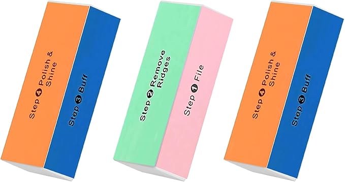 Soft 'N Style 4 Way Shiny Block / 4 Step Buffing Block Shine Nail Buffer 3 pcs