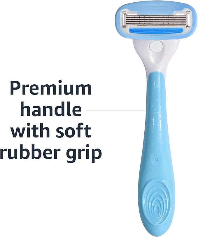 Amazon Basics 5-Blade Extra Smooth Razor for Women with Moisturizing Strips, Handle, 2 Cartridge Refills & Shower Holder (Previously Solimo)