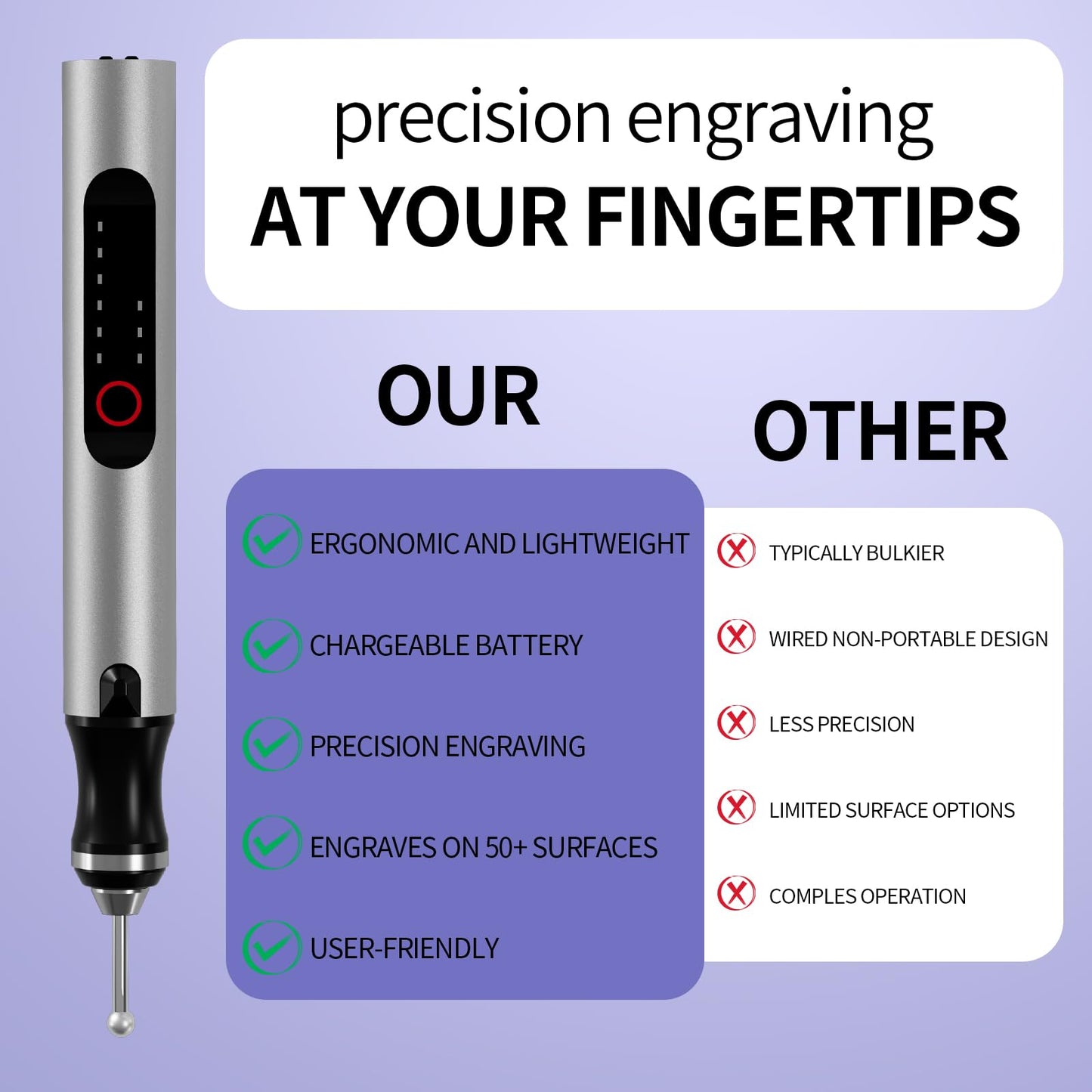 Wireless Engraving Pen Kit - Precision Tool for Artists & DIY | Engrave Jade, Wood, Metal, Polish Phone Chips | Smooth & Powerful with,engraver wood carving tool engraving machine！ (Silver + Black)