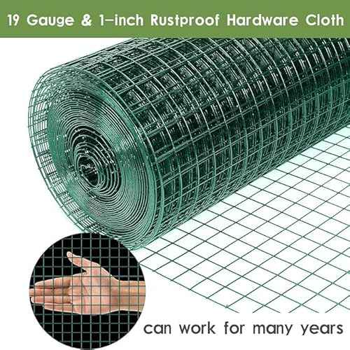 Tongmo 48" x 50' Green Chicken Wire Fencing, 19 Gauge Green Wire Fence, 1"x1" Mesh Size Metal Welded Wire Garden Fence Roll, Poultry Netting for Rabbit/Duck/Chicken