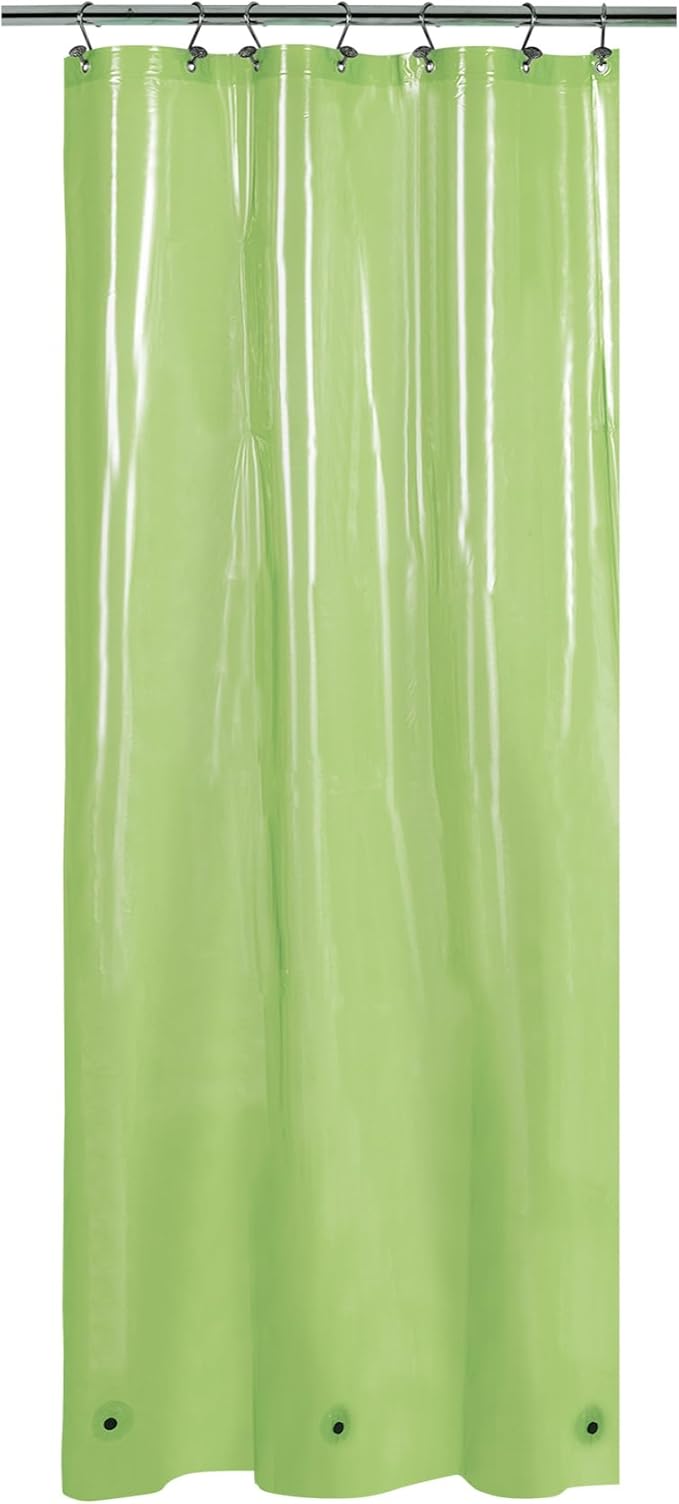 Barossa Design Clear Green Stall Shower Curtain Liner 36" W x 72" H - Waterproof PEVA Plastic Lightweight Shower Liner for Small Bathroom, 3 Magnets & Metal Grommets - Clear Green