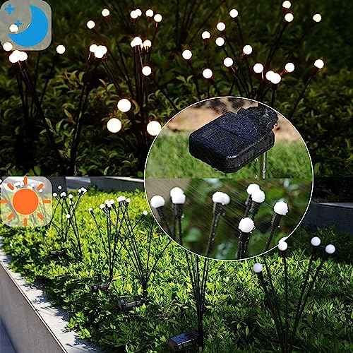 Solar Firefly Lights Outdoor, 8 Pack, Warm White, Swaying, Waterproof, Garden Decor for Yard Patio Pathway Lawn, Gardening Gifts