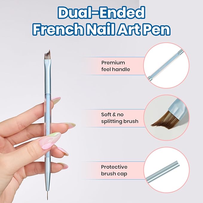 Beetles Nail Art Brush 1Pcs French Tip Oblique Head Gel Nail Art Design Pen Painting Tools Fingernail Brush Nails Cleaning Brushes Nails Salon Diy at Home