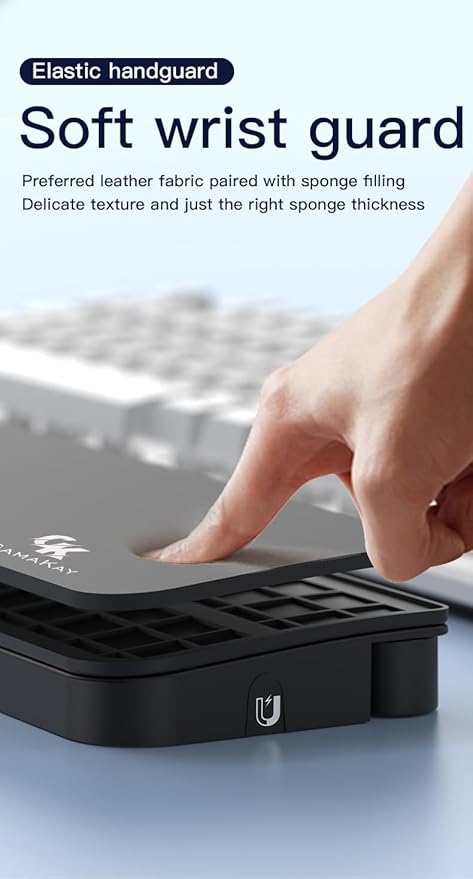GK GAMAKAY 16.81'' Keyboard Wrist Rest Pad with Cleaning Tool Kit, ABS & Leather Hand Wrist Rest for 100% Mechanical Keyboard, Non-Slip Palm Pad for Comfortable Typing and Playing (Black-100%)