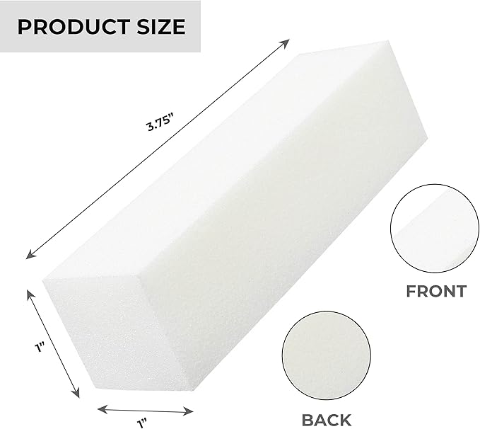 ForPro Professional Collection Buffing Block, Super White, 180/240 Grit, Four-Sided Manicure and Pedicure Nail Buffer, 3.75" L x 1" W x 1" H, 20-Count