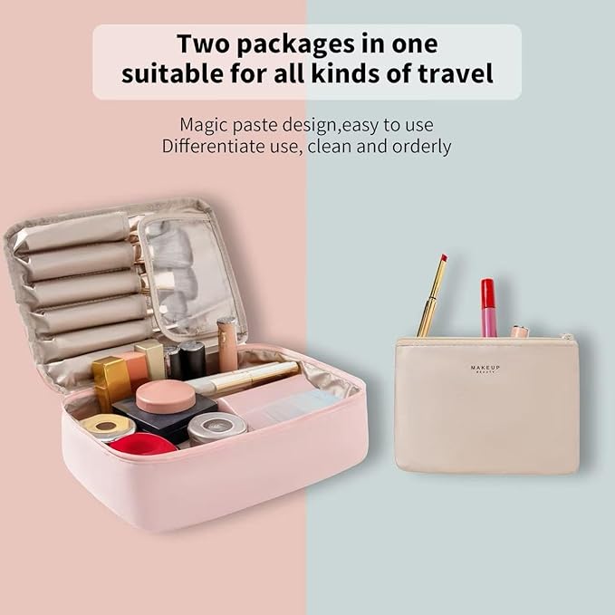 Travel Makeup Bag Cosmetic Bag Makeup Bag Toiletry bag for women and men(Pink)