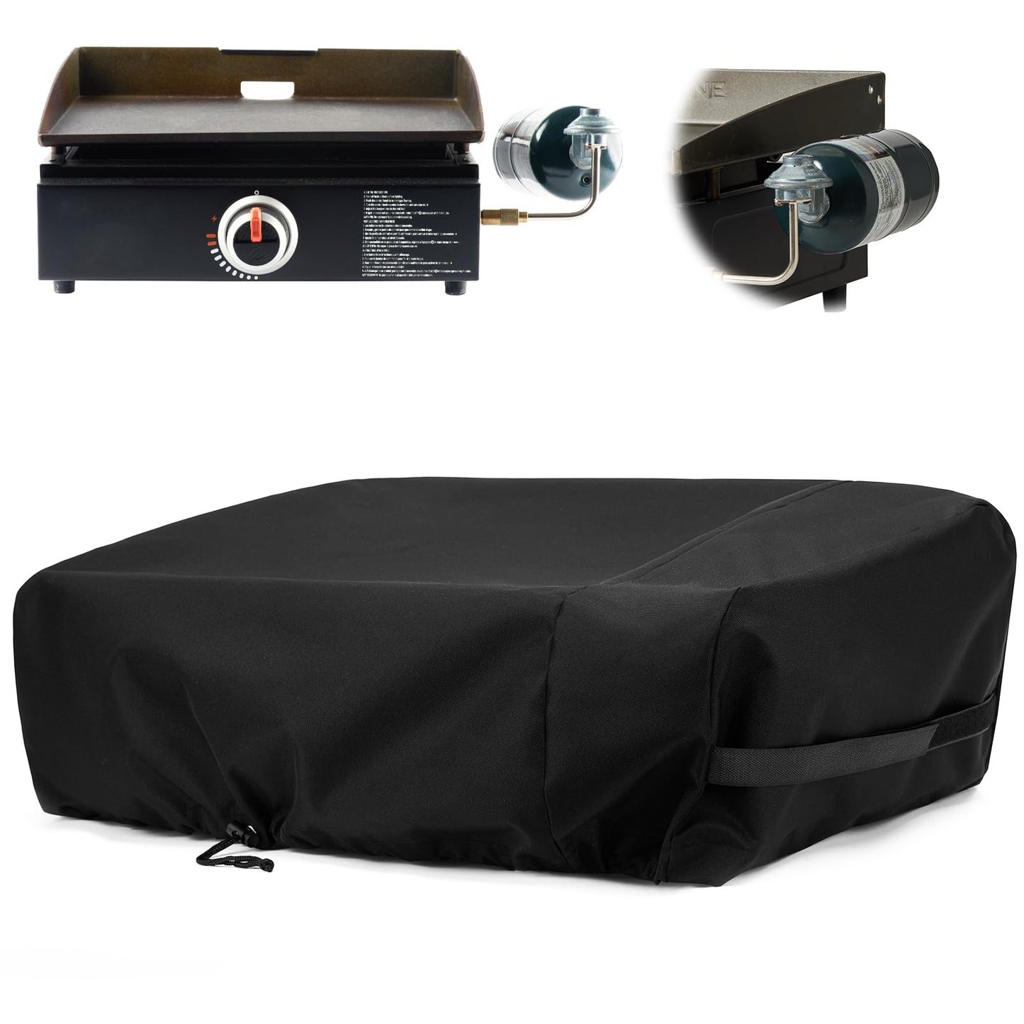 NOELIFE Grill Cover for Blackstone 17 inch Tabletop Griddle Without Hood, Griddle Accessories for Blackstone 17, Propane Fuel Cylinder Can Be Covered Completely, Waterproof and Windproof (Cover Only)