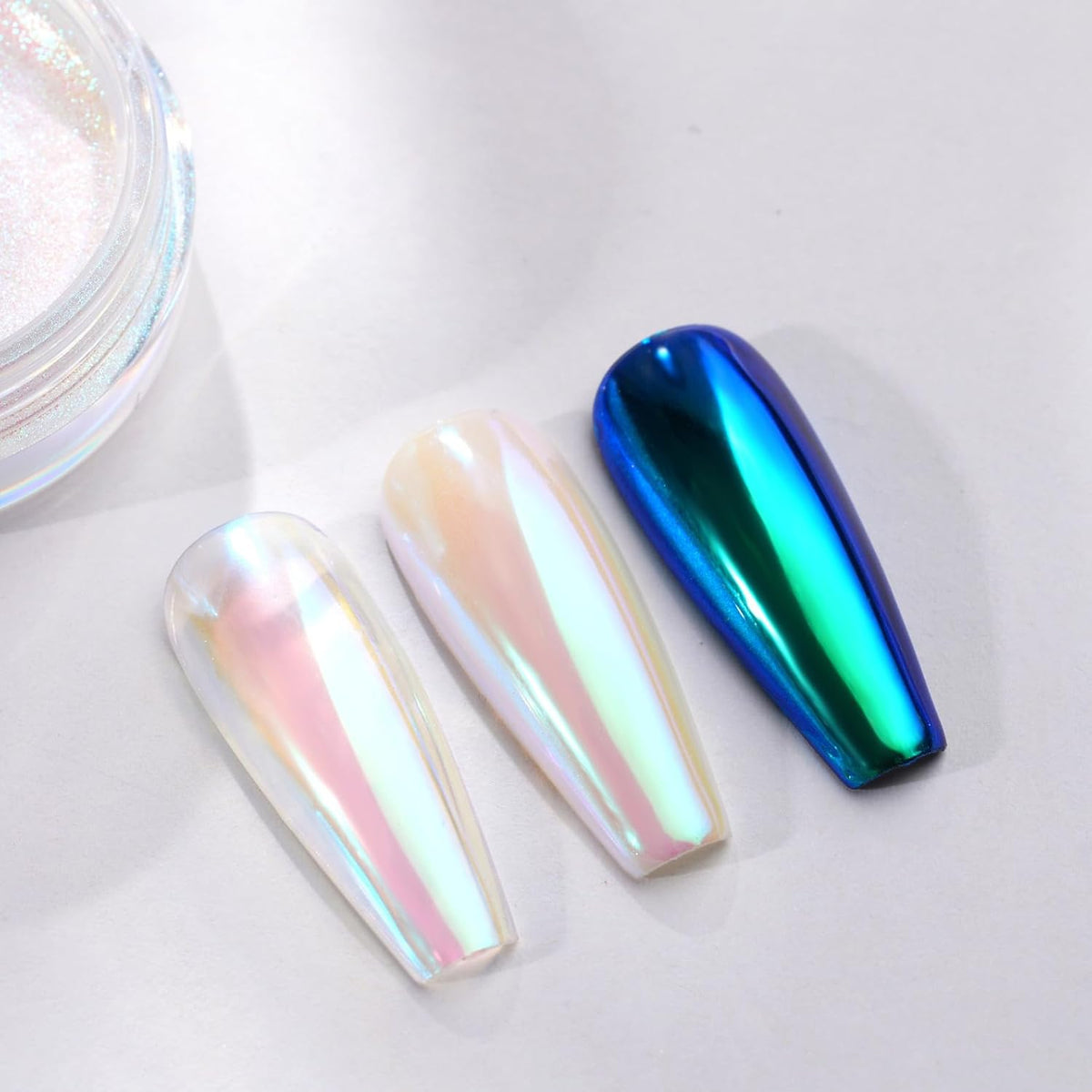Pretty Diva 0.3g Mermaid Unicorn Chrome Nail Powder, Aurora Iridescent Chrome Powders for Nails, Mermaid Powder for Nails Chrome Mica Powder Manicure Pigment