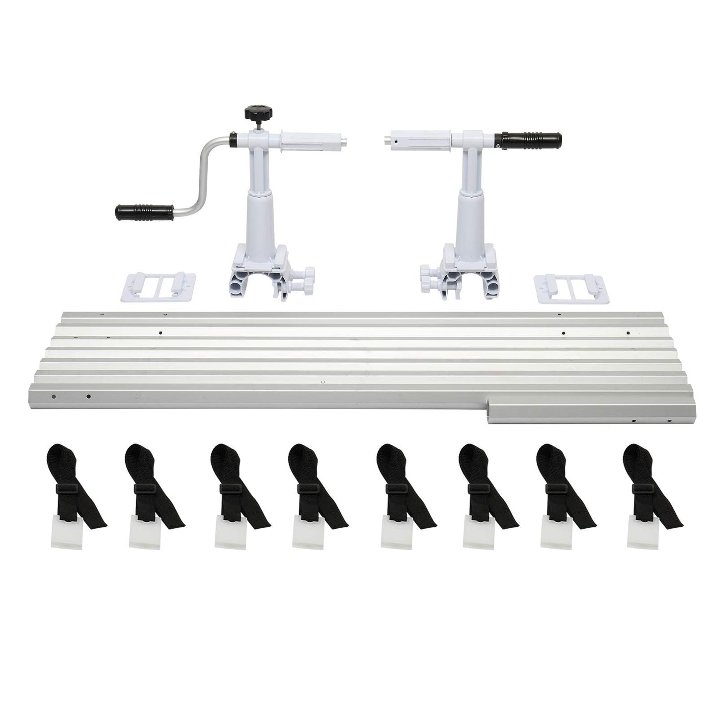 VINGLI 16 Feet Pool Cover Reel Set Attach Solar Cover for Above Ground Swimming Pool Without Deck, Suitable for Various Shape Pool, Including Bracket and Tube of Complete System