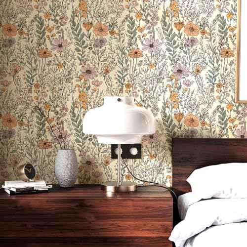 Peel and Stick Wallpaper, Vintage Floral Wallpaper, Self-Adhesive Wall Paper for Kitchen Bedroom Bathroom Wall Cabinets Drawer Liners,17.3"x78.7"Vinyl Waterproof Contact Paper,US01-2
