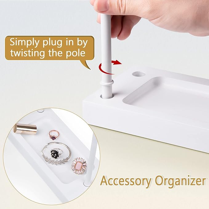 SRIWATANA Jewelry Organizer Stand, Extra Tall Jewelry Display Necklace Holder, Gift Idea (White)