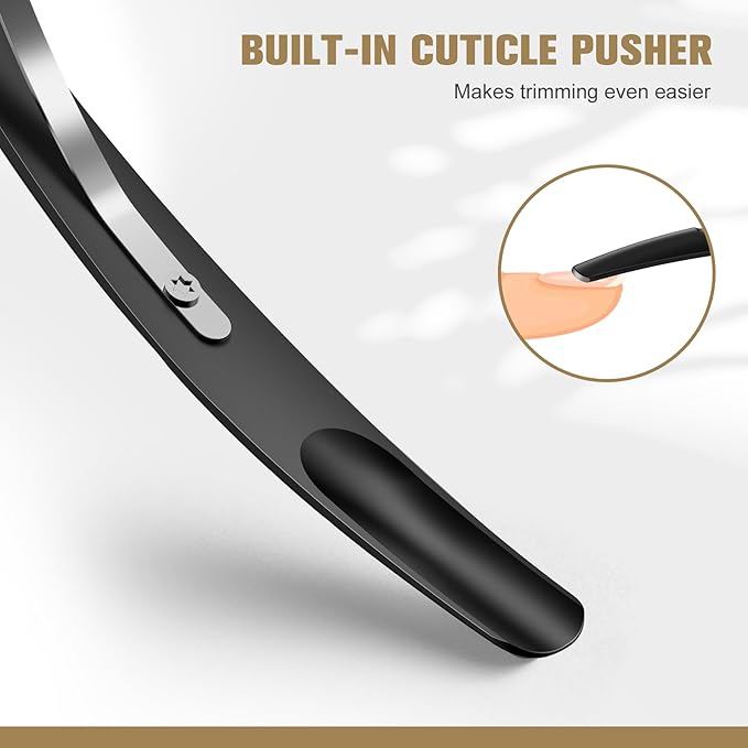 FERYES 2 in 1 Professional Cuticle Trimmer,Cuticle Clipper with Pusher, 6mm Full Jaw Cuticle Nipper, Stainless Steel Cuticle Remover Tool