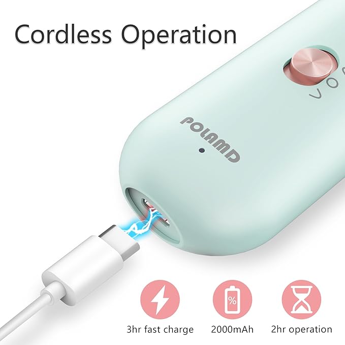 Professional Manicure Pedicure Kit, Electric Nail File Set, Cordless Electric Nail Drill Machine, 5 Speeds Hand Foot Care Tool for Nail Grind Trim Polish (Blue)