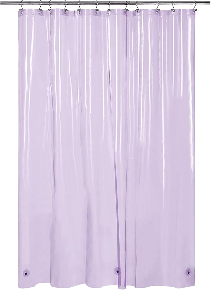 Barossa Design Clear Lavender Long Shower Curtain Liner 78" Height - 3 Magnets & Waterproof Lightweight PEVA Shower Liner for Bath Tub, PVC Free, Metal Grommets, Clear Lavender, 72x78