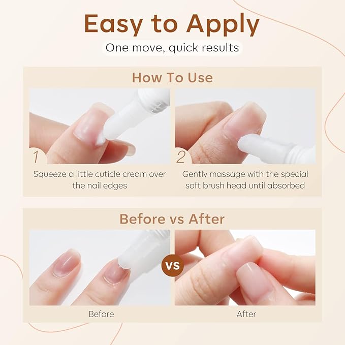 modelones Cuticle Cream, Ultra-Hydrating Nail Care for Damaged Nails Organic Jojoba Oil Vitamin E, Cuticle Softener Non-greasy Dry Cracked Cuticles 15ML