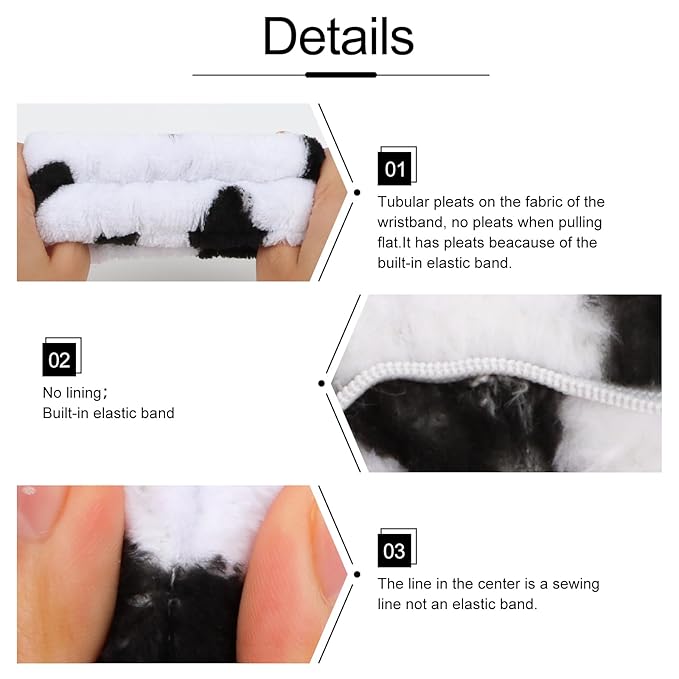 WHAVEL 3PCS Cute Spa Headband Cow Ears Headband with Face Wash Wristband Set and Wrist Bands