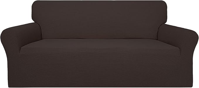 Easy-Going 100% Waterproof Couch Cover, Dual Waterproof Sofa Cover, Stretch Jacquard Sofa Slipcover, Leakproof Furniture Protector for Kids, Pets, Dog and Cat(Oversized Sofa, Chocolate)