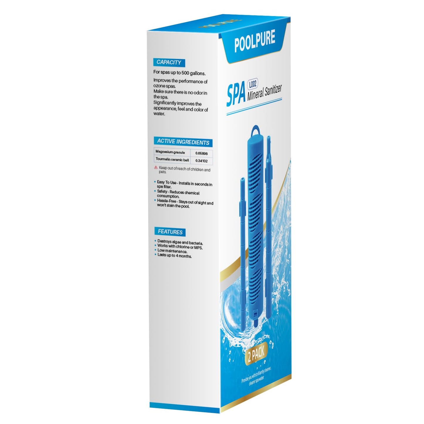 POOLPURE Hot Tub Mineral Stick, Silver Mineral Ion Cartridge, Spa Silver Ion Sanitizer (3 Pack)