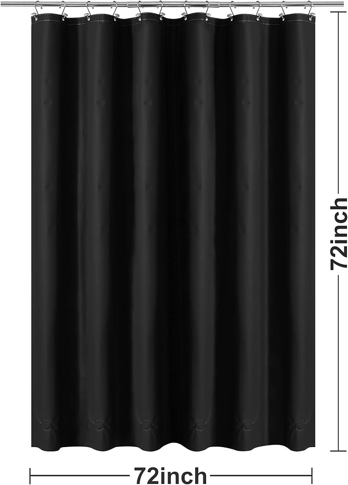 Barossa Design Black Shower Curtain Liner with 6 Magnets - Waterproof Heavy Duty PEVA Shower Liner for Bathroom, 72" x 72" Standard Size, PVC Free, Metal Grommets - Black, 72x72