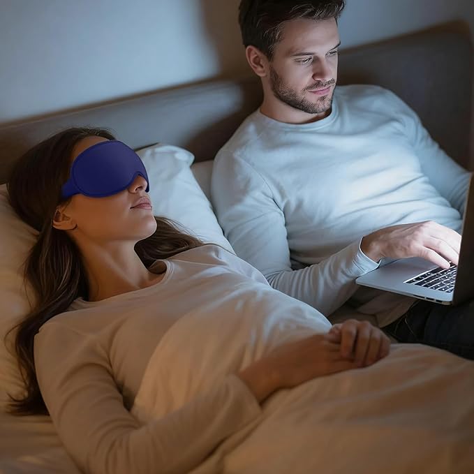 Sleep Mask for Men Women - 100% Blackout Eye Masks for Sleep - 3D Soft Sleeping Mask for Side Sleepers - Zero Pressure Lash Extensions Eye Cover Shade for Airplane Travel Essentials, Blue