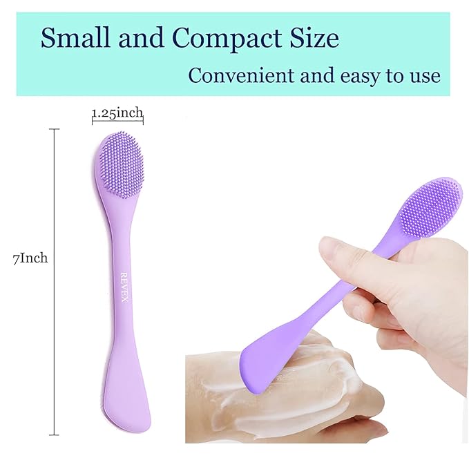 REVEX Silicone Face Mask Applicator,Face Scrubber,Exfoliating Pore Scrubber,2Pcs Pore Cleaning Brush for Blackhead Remover,Face Brush for Women Men.(PurPle+Gray)