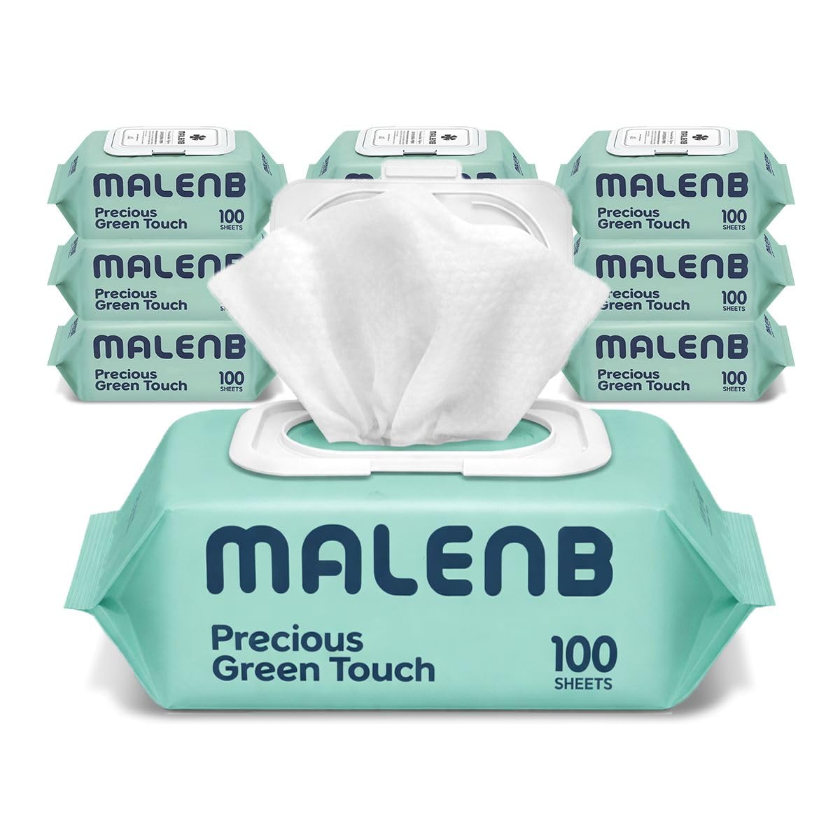 Sensitive Baby Wipes, Plenty of 10-Stage Purified Clear Water, Naturally Derived Ingredients, Unscented, Hypoallergenic, Korean Standard, 10 Flip-Top Packs (1000 Wipes Total) Green 55 gsm