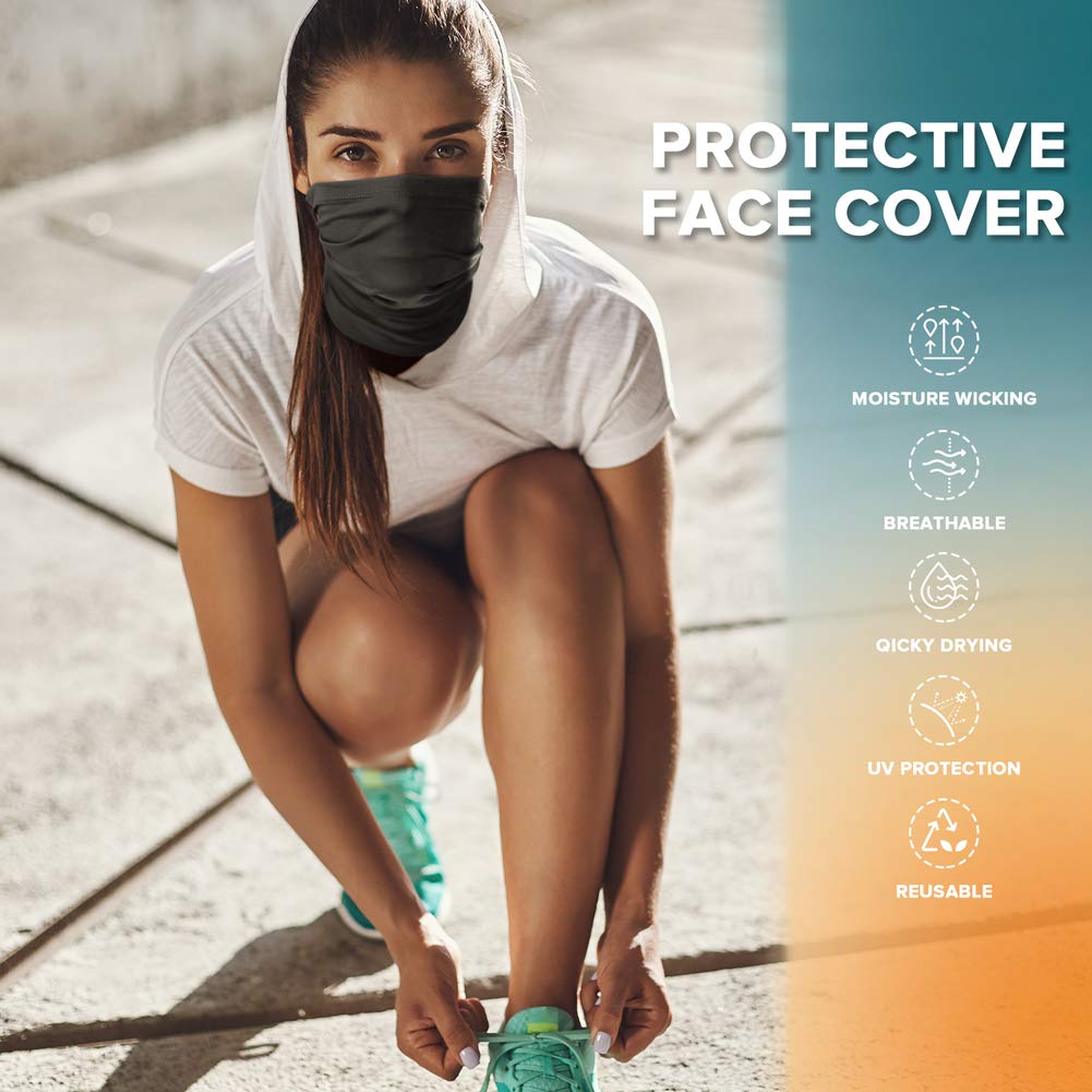 VULKIT 2 Pack Neck Gaiter Face Mask Scarf Reusable Bandanas Tube UV Protection Headwear Balaclava Outdoor Sport for Men and Women Blue