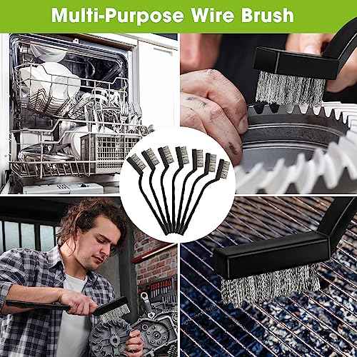 90 Pcs Mini Wires Brushes Set Curved Handle Wire Brush Small Metal Brush for Cleaning Metal Scrub Masonry for Cleaning Welding Slag and Rust Tool(Stainless Steel Wire)
